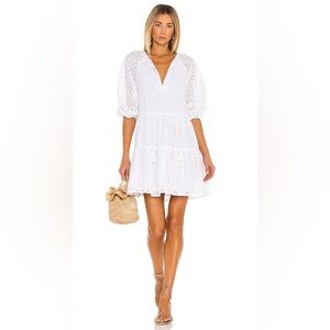 Karina Grimaldi Irina Eyelet Mini Dress Cotton in White Size Small